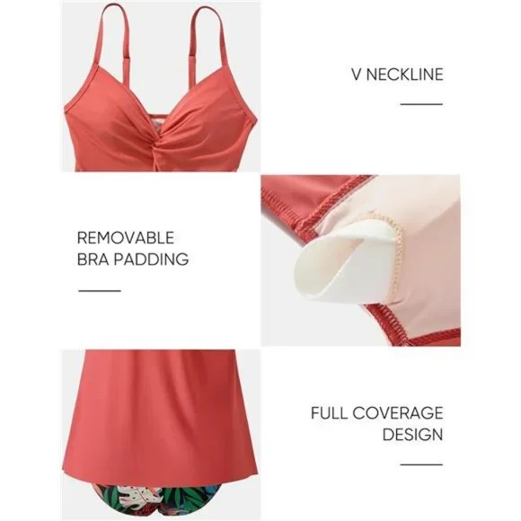 SUUKSESS Women's Tummy Control Tankini Swimsuits Push Up Knot